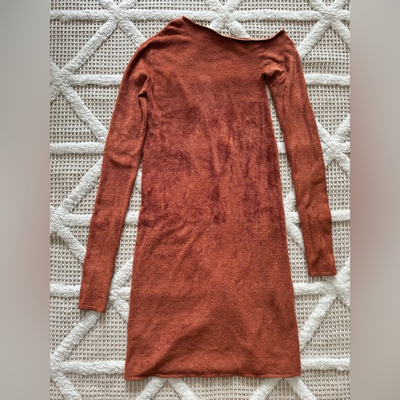 HELMUT LANG Velveteen Dress in Burnt Umber - Picture 5 of 10